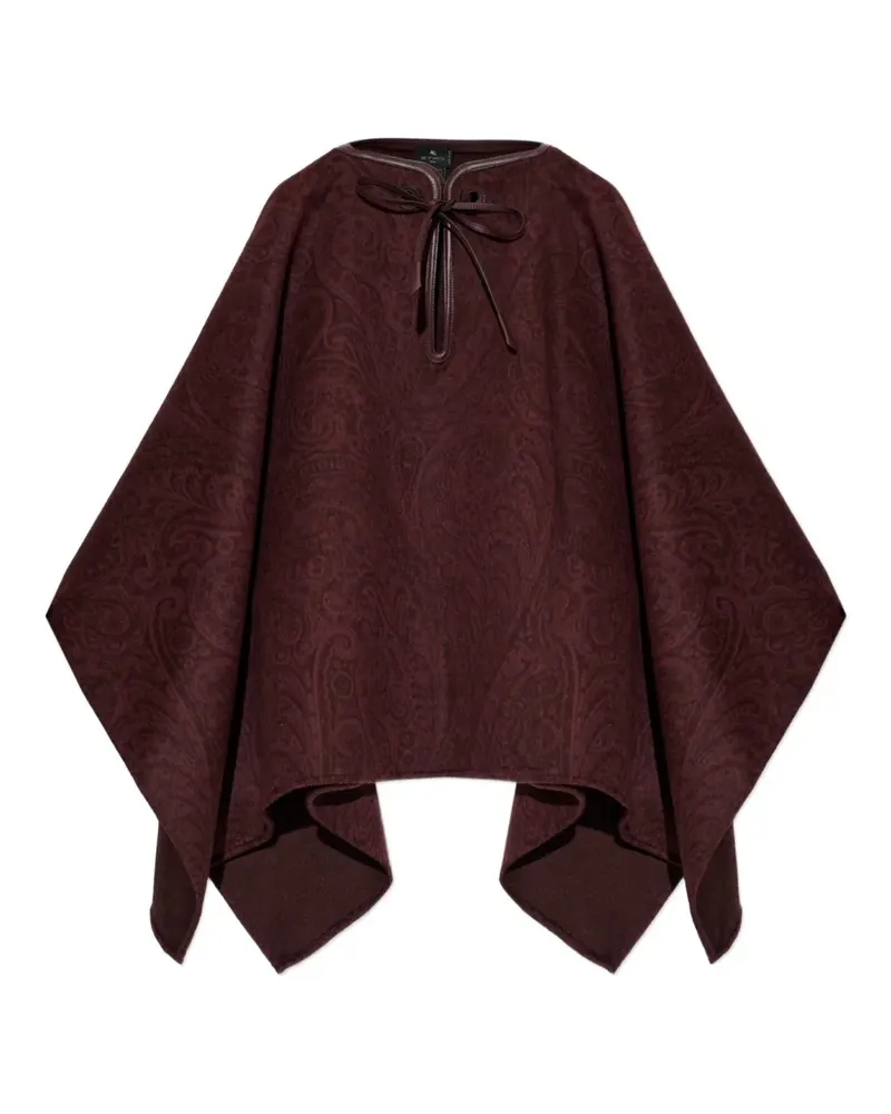 Etro Paisley-patterned tie-fastening poncho - Rot Rot