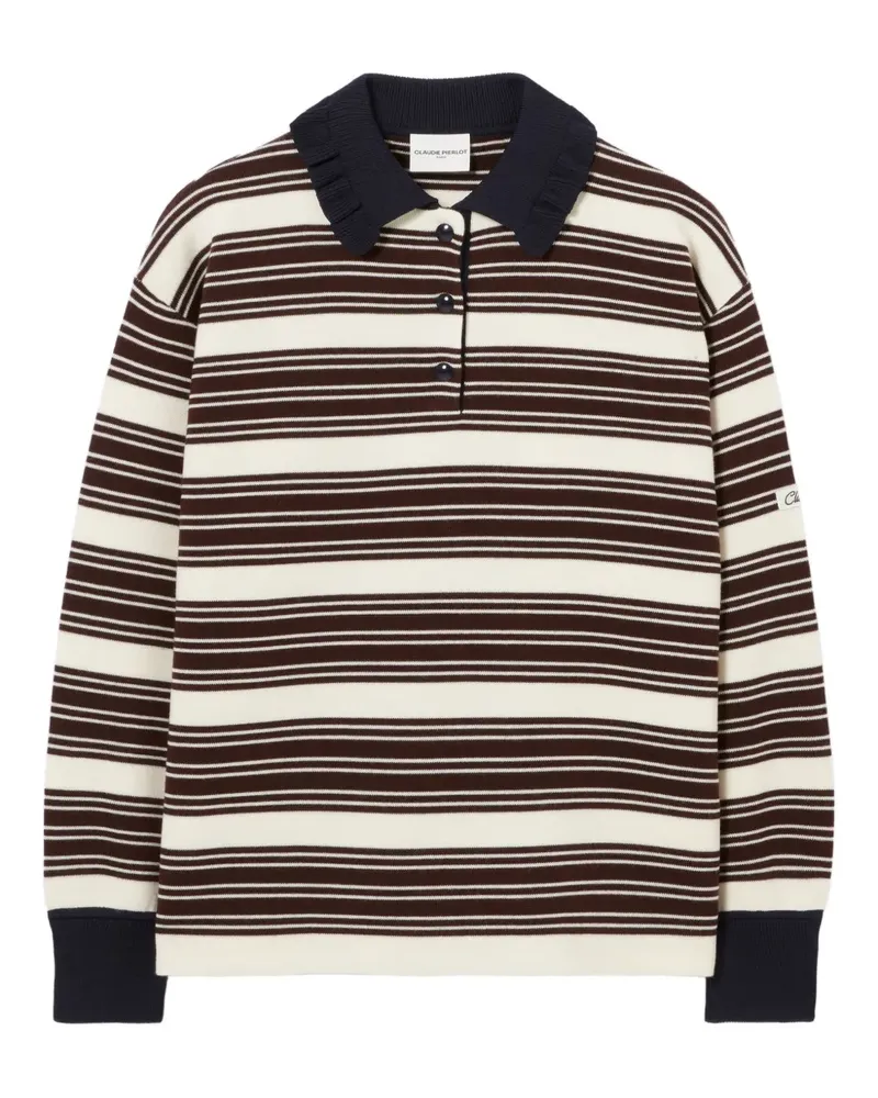 Claudie Pierlot Gestreiftes Poloshirt - Braun Braun