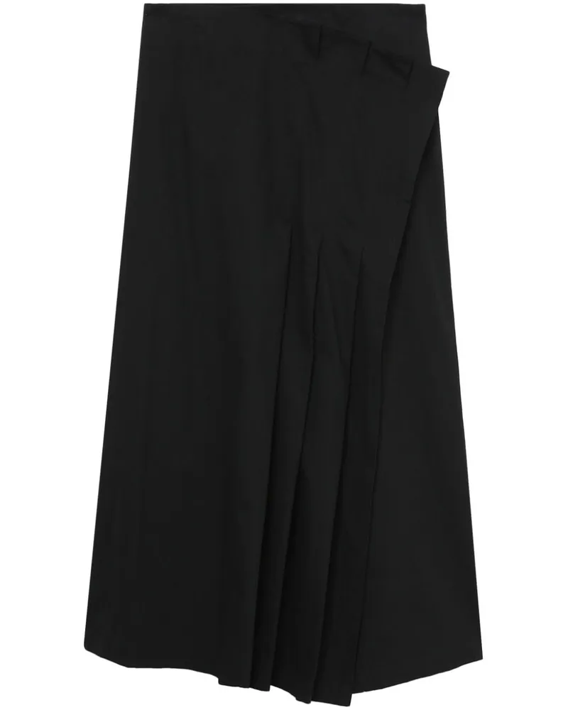 Yohji Yamamoto Asymmetrischer Midirock - Schwarz Schwarz