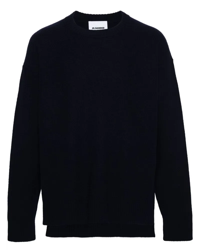 Jil Sander Wollpullover mit seitlichen Schlitzen - Blau Blau