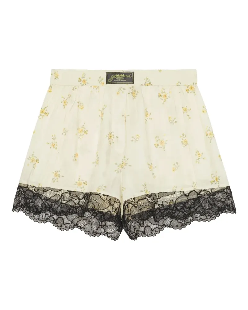 Ganni Shorts mit Blumen-Print - Nude Nude