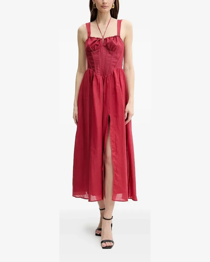 Bardot Midikleid mit Corsage - Rot Rot