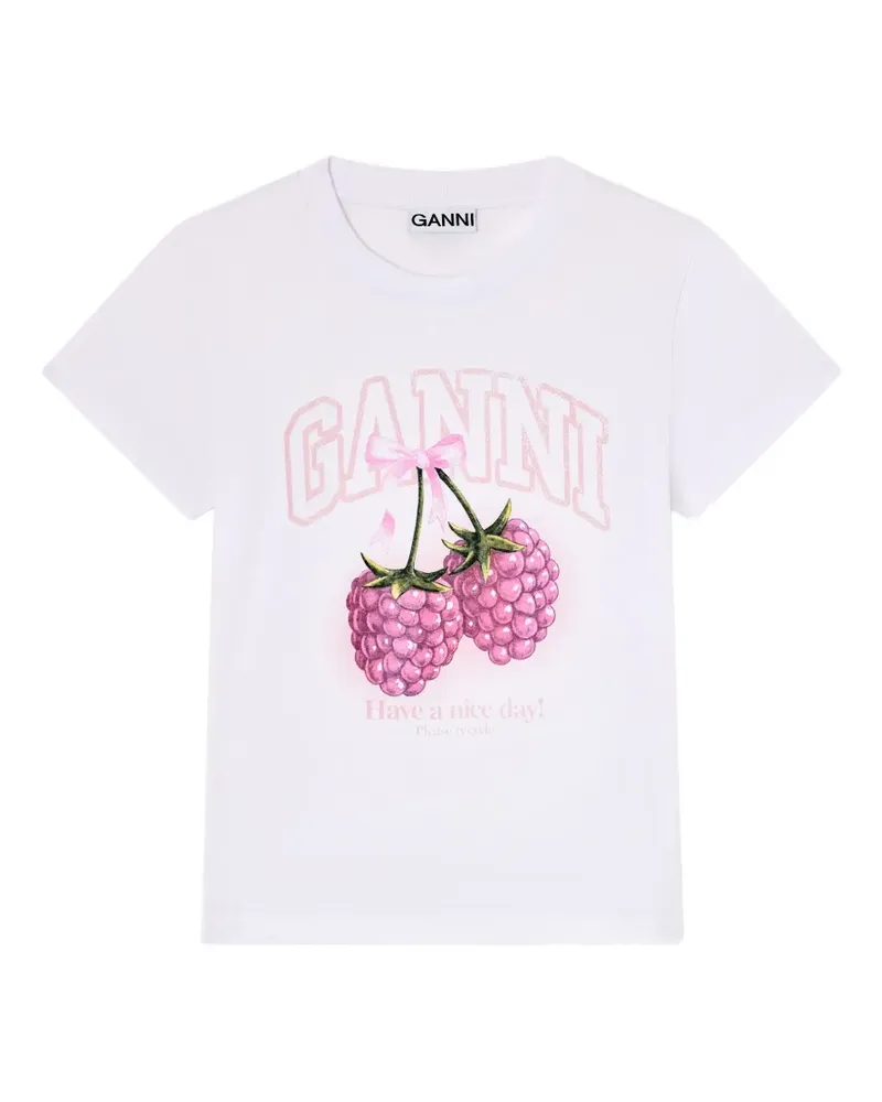 Ganni T-Shirt mit grafischem Print - Weiß Weiß
