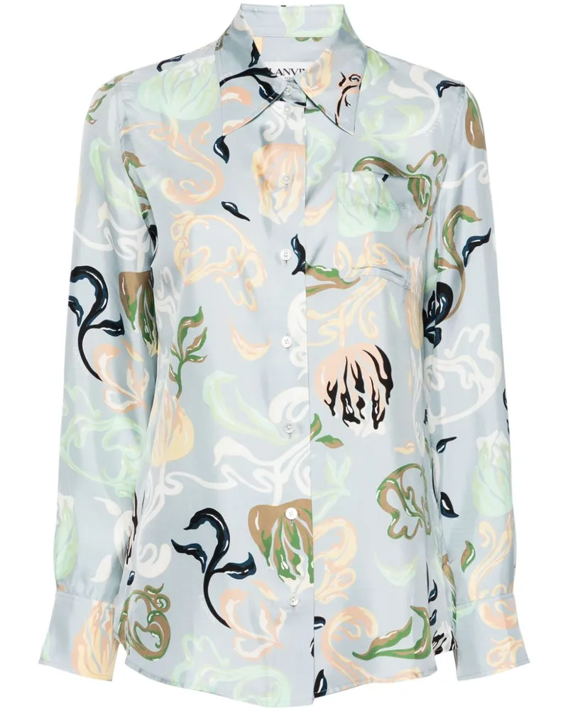 Lanvin Seidenhemd mit grafischem Print - Blau Blau