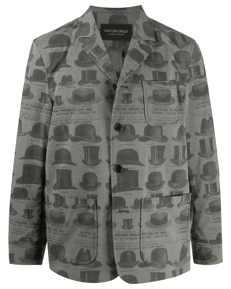 Viktor & Rolf Sakko mit Hüte-Print - Grau Grau