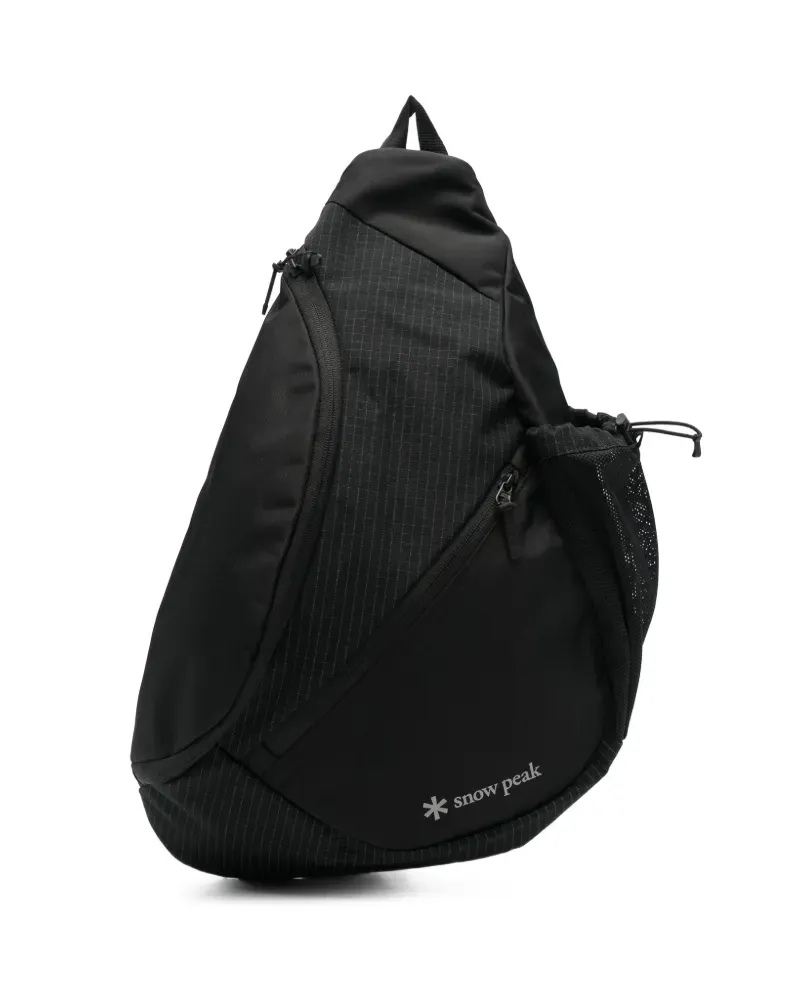 Snow Peak Schultertasche mit Gittermuster - Schwarz Schwarz