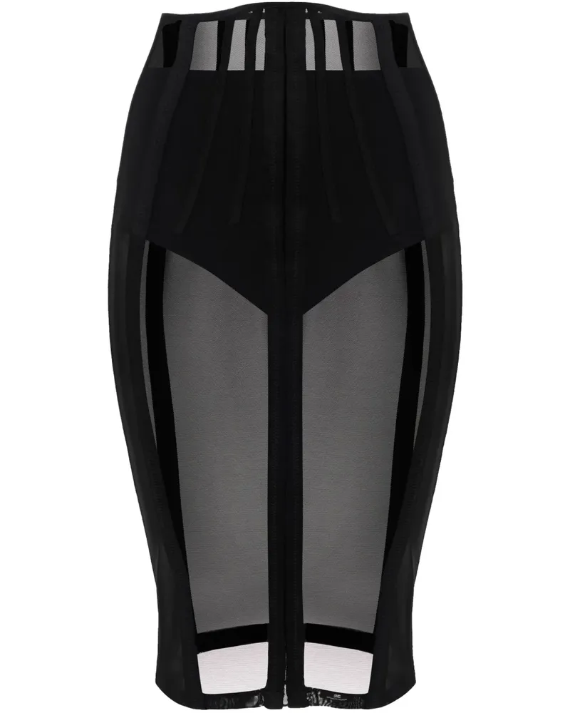 Elisabetta Franchi Bustier-Midirock aus Tüll - Schwarz Schwarz