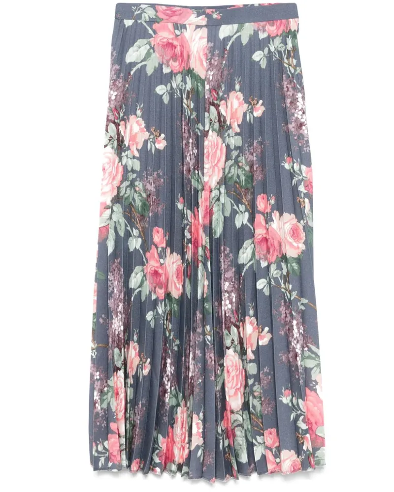 Junya Watanabe Midirock mit Blumen-Print - Blau Blau