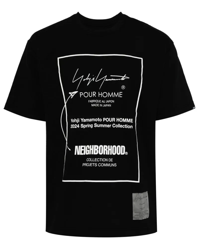 Yohji Yamamoto x NEIGHBORHOOD T-Shirt mit Logo-Print Schwarz