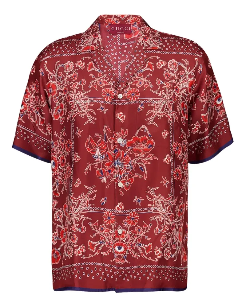 Gucci Disco Seidenhemd mit Blumen-Print - Rot Rot