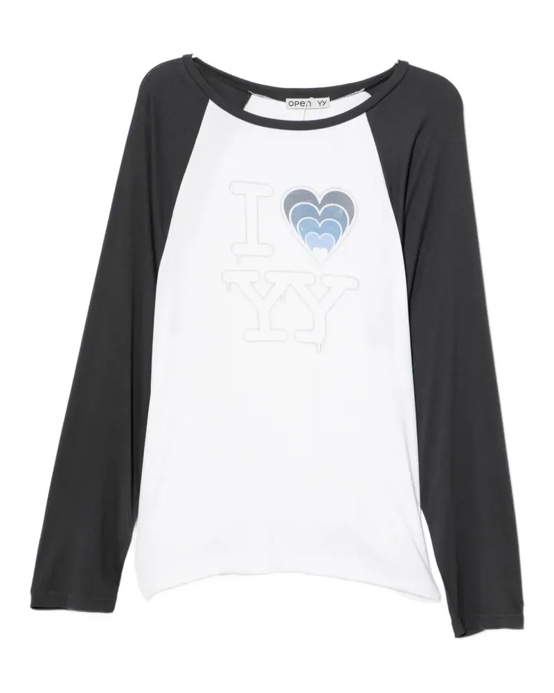 OPEN YY T-Shirt mit Logo-Print - Weiß Weiß