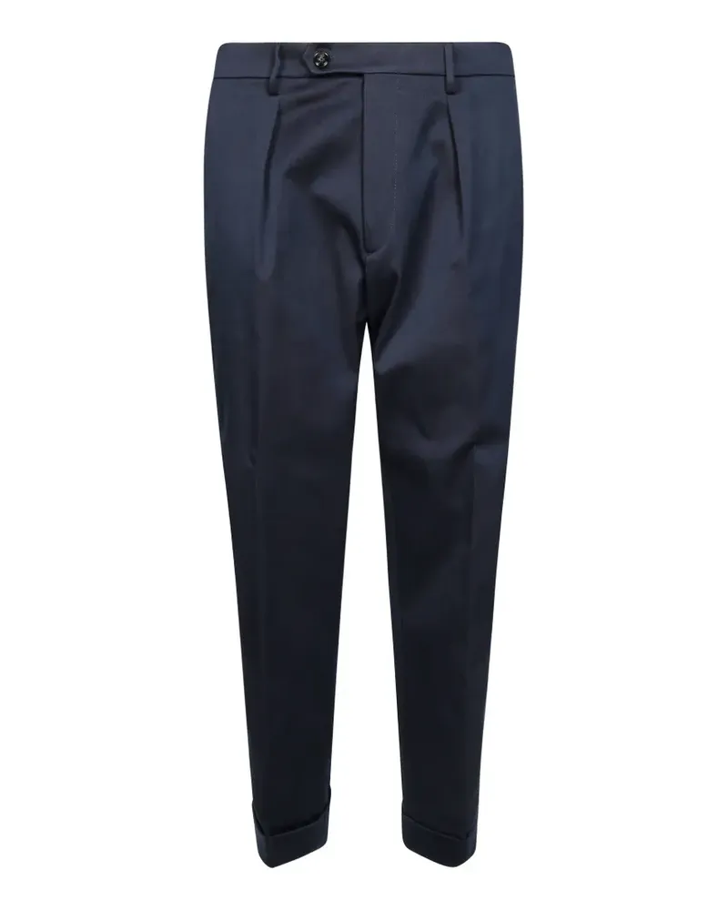 Berwich Plissierte Hose mit Umschlag - Blau Blau