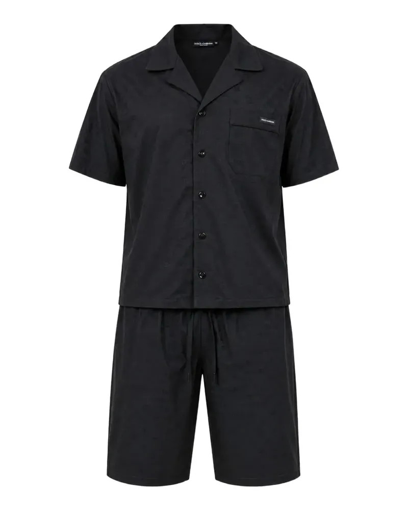 Dolce & Gabbana Pyjama mit Logo-Muster - Schwarz Schwarz