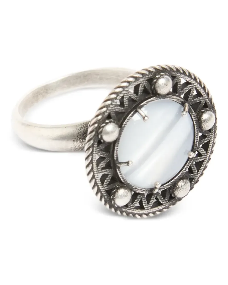 Ann Demeulemeester Gravierter Ring mit Nieten - Silber Silber