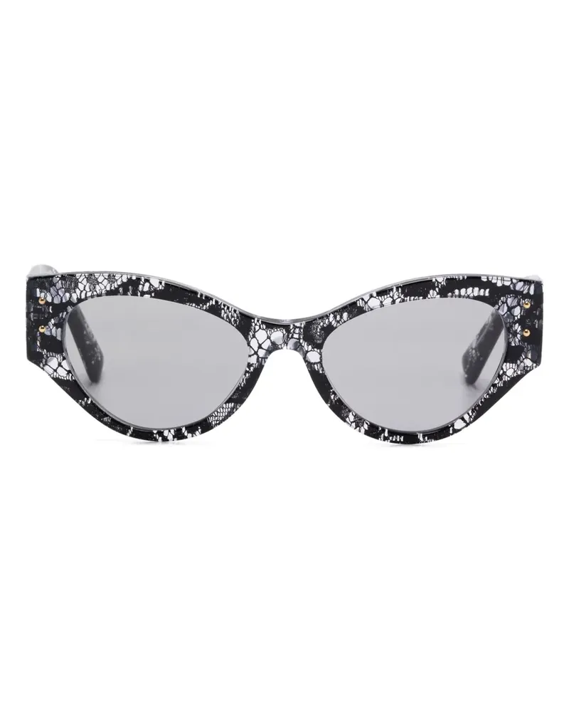 Dolce & Gabbana Sonnenbrille mit Logo-Schild - Schwarz Schwarz