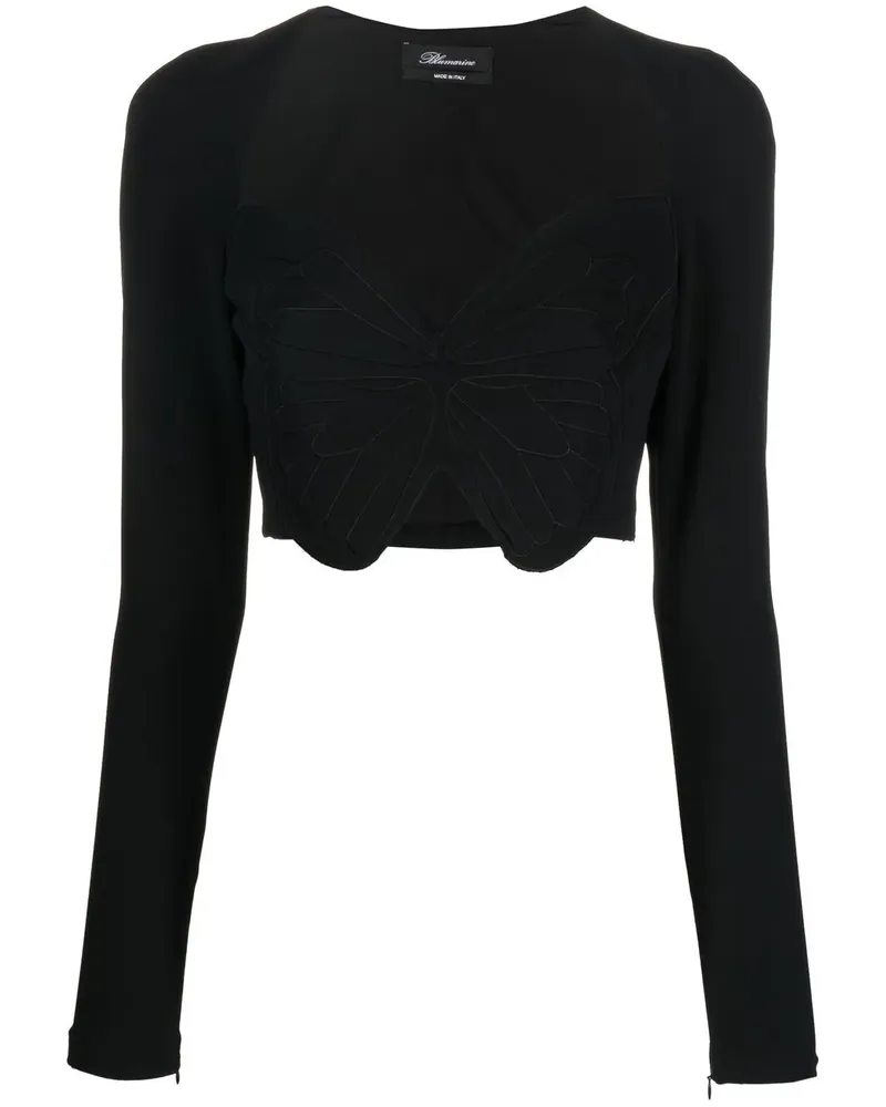 Blumarine Cropped-Top mit Schmetterling - Schwarz Schwarz