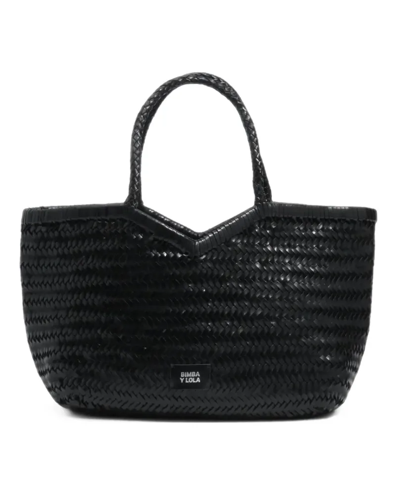 BIMBA Y LOLA Große Tote Bag aus Leder - Schwarz Schwarz