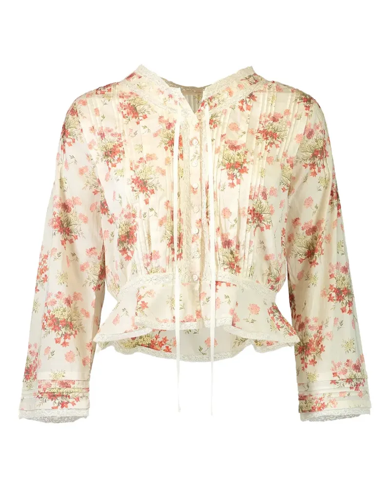 DÔEN Hillock floral lace-trim blouse - Nude Nude