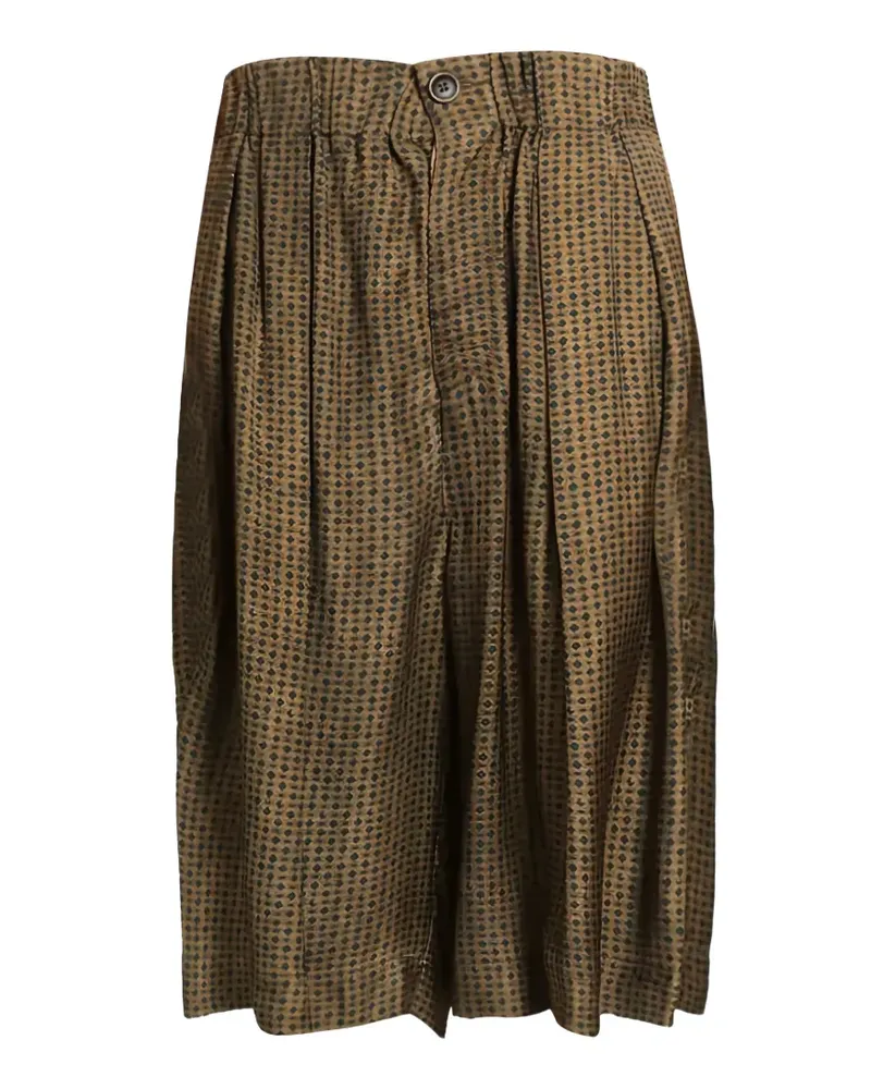 Uma Wang geometric-print pleated shorts - Braun Braun