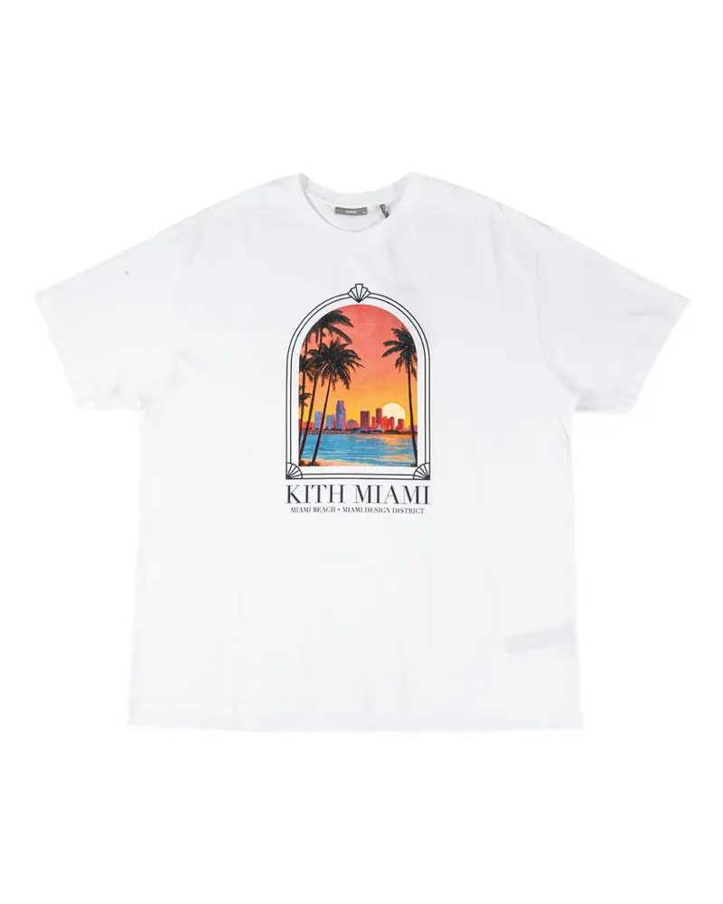 KITH Miami Nights Sunset Vintage T-Shirt mit Print - Weiß Weiß