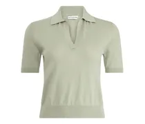 Gestricktes Clay Poloshirt mit V-Ausschnitt - Grün