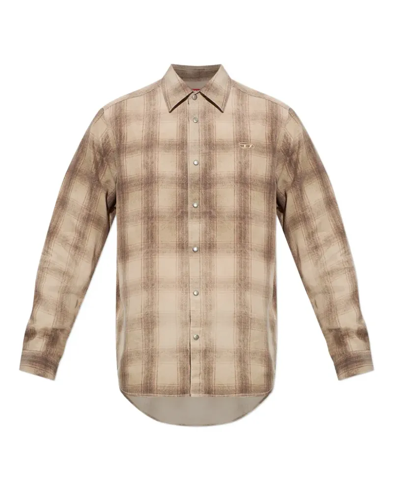 Diesel Kariertes Hemd mit Logo-Stickerei - Nude Nude