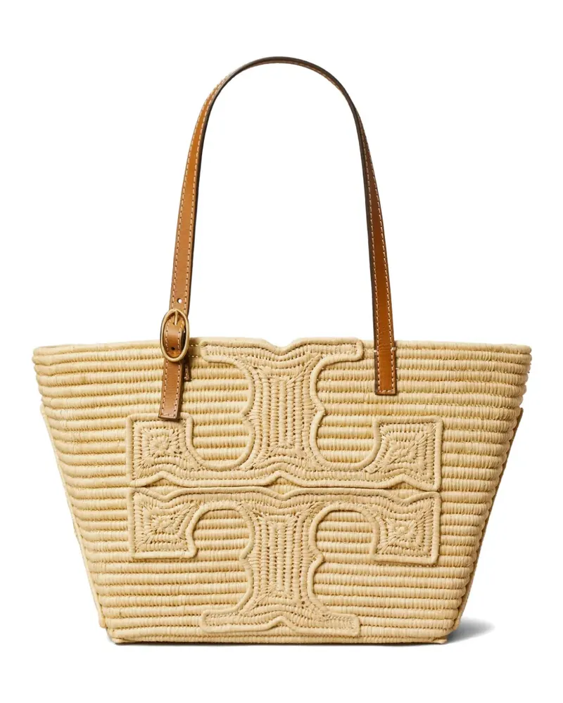 Tory Burch Ella structured straw small tote - Nude Nude