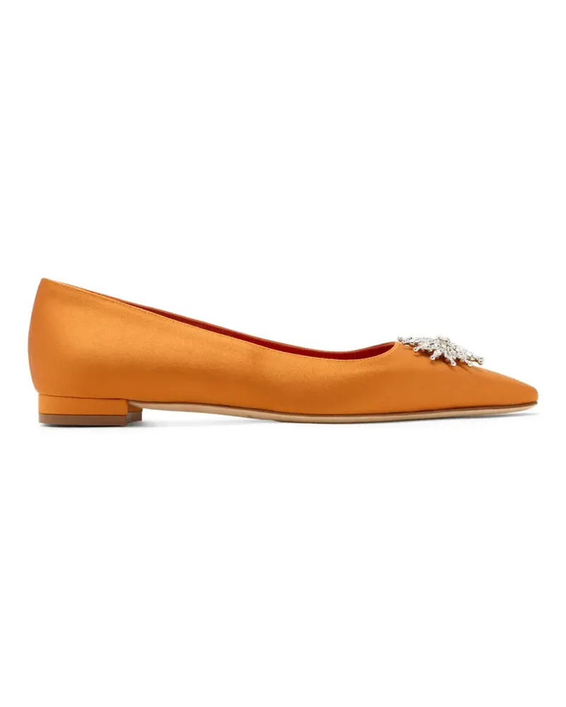 Manolo Blahnik Ballerinas mit Kristallen - Orange Orange