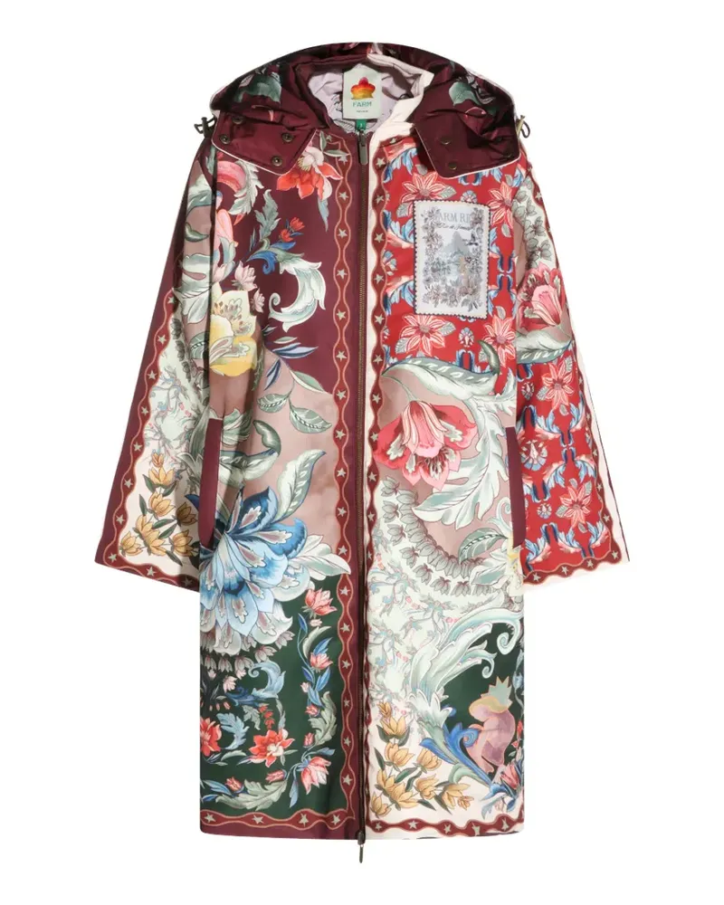FARM Rio floral-print hooded coat - Rot Rot