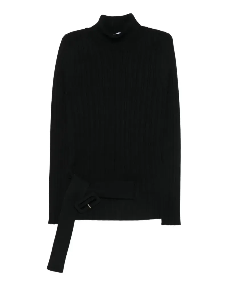 Simona Corsellini Gerippter Pullover mit Gürtel - Schwarz Schwarz