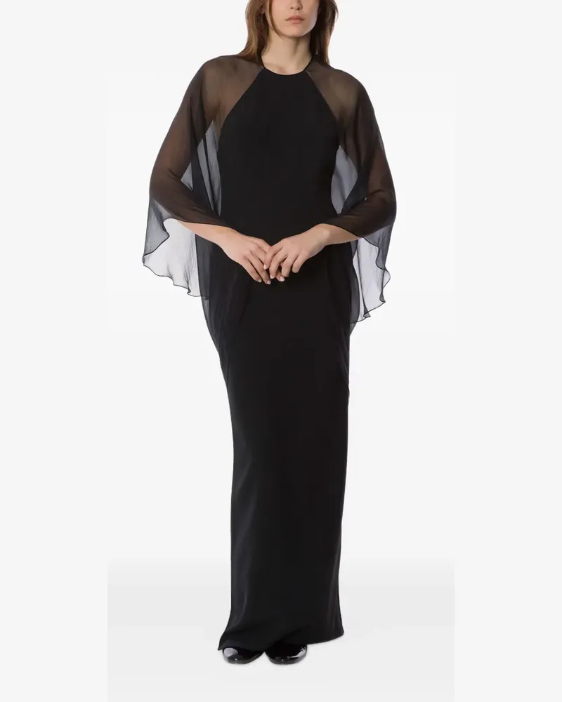 Alberta Ferretti Abendkleid aus Chiffon im Cape-Stil - Schwarz Schwarz
