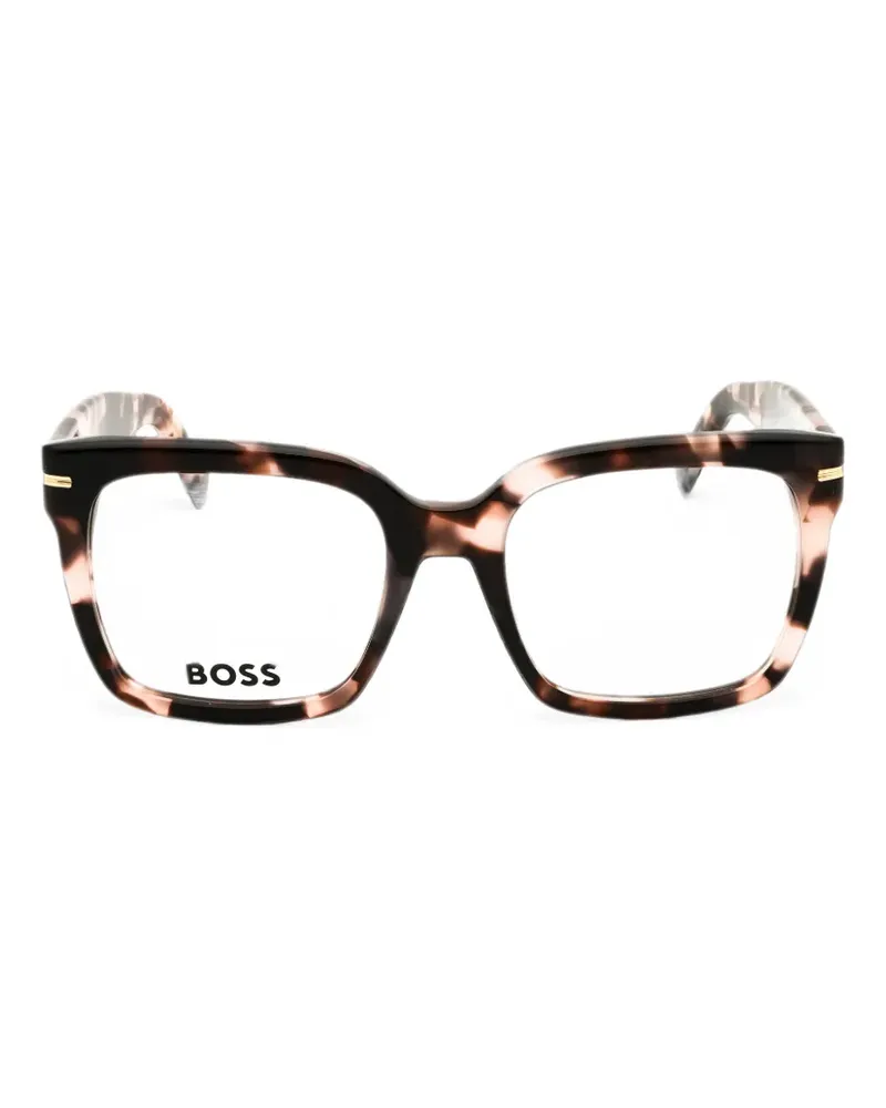 HUGO BOSS tortoiseshell-pattern square-frame glasses - Nude Nude