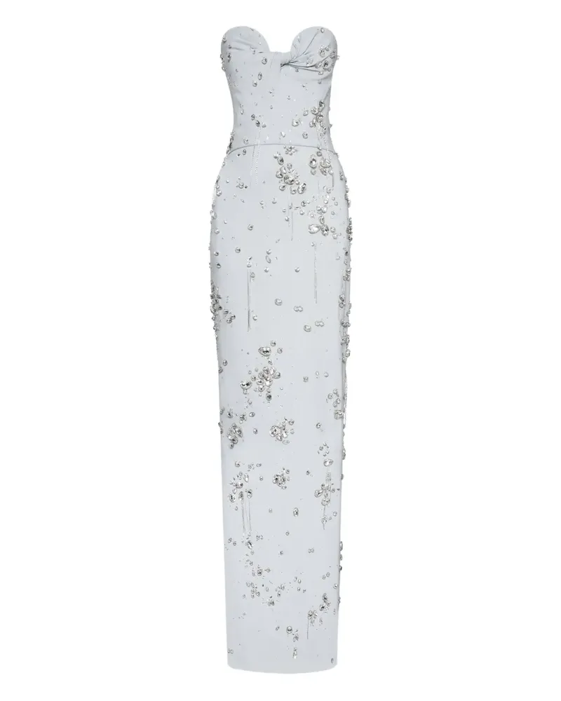 Oscar de la Renta Abendkleid mit Kristallen - Blau Blau