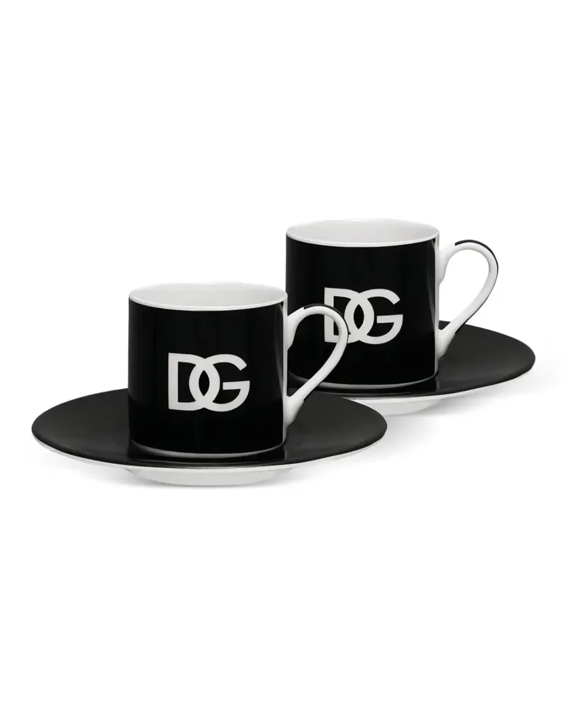 Dolce & Gabbana Espressotassen mit DG-Logo (2er-Set) - Schwarz Schwarz