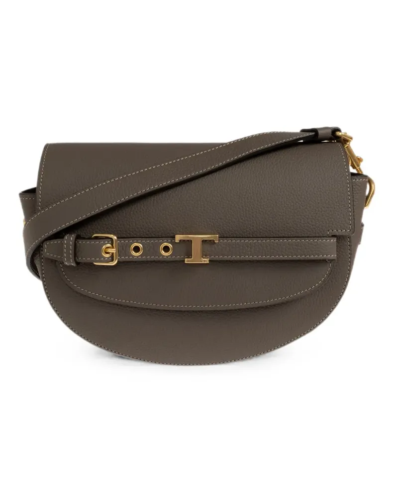 TOD'S T Signature crossbody bag in leather mini - Grau Grau