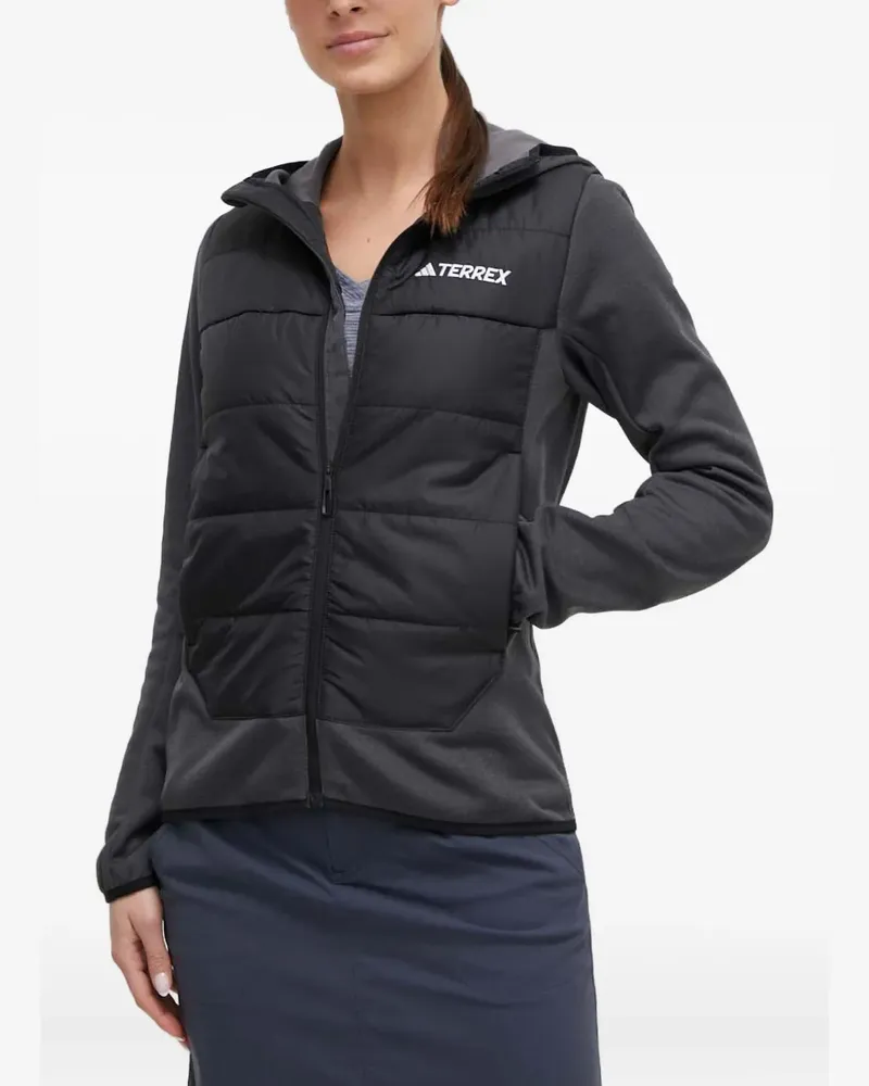 adidas Gesteppte Kapuzenjacke - Schwarz Schwarz