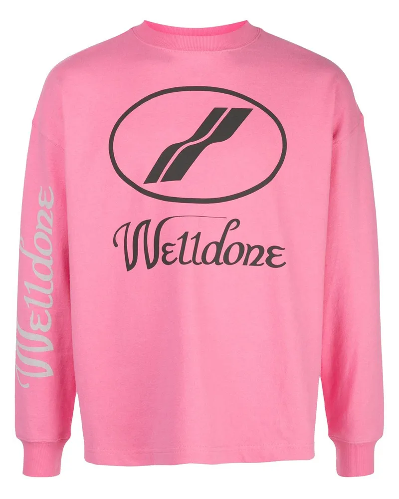 WE 11 DONE Sweatshirt mit Logo-Print Rosa