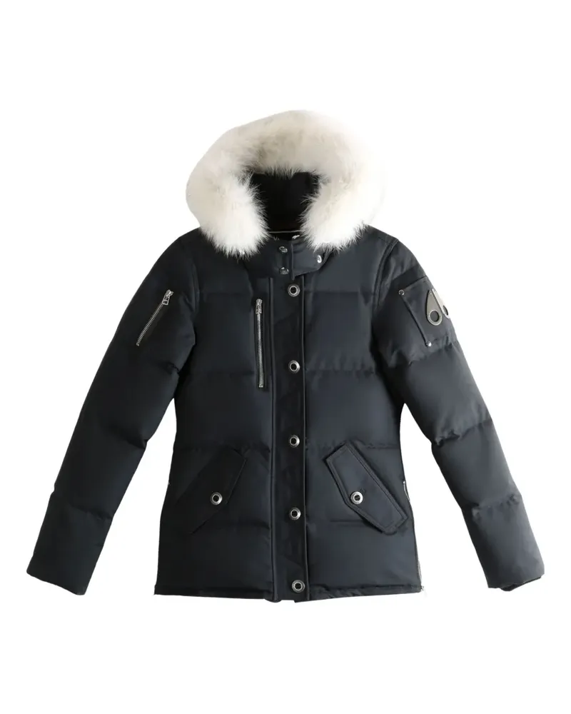 Moose Knuckles fur-trim zip-fastening jacket - Schwarz Schwarz