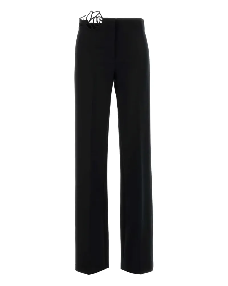 Blumarine Krepphose mit Spitzeneinsatz - Schwarz Schwarz