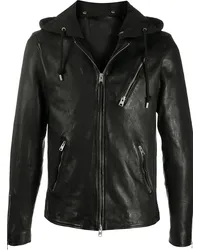 AllSaints Bikerjacke mit abnehmbarer Kapuze Schwarz