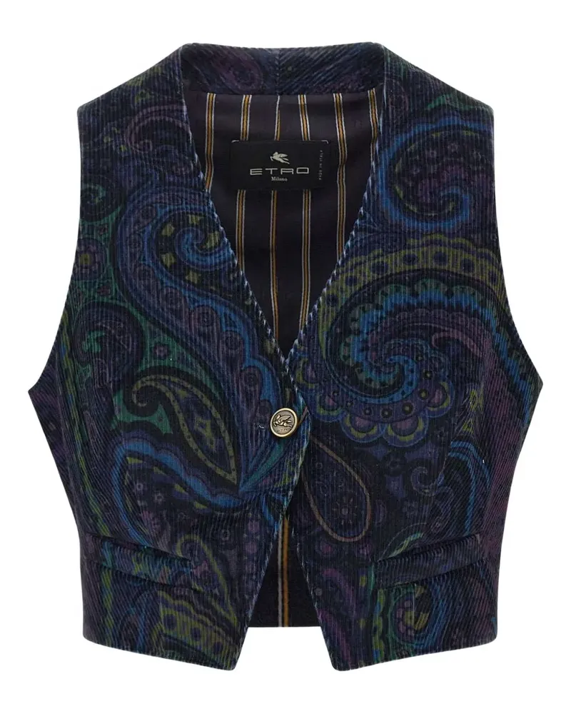 Etro Cordweste mit Paisley-Print - Blau Blau