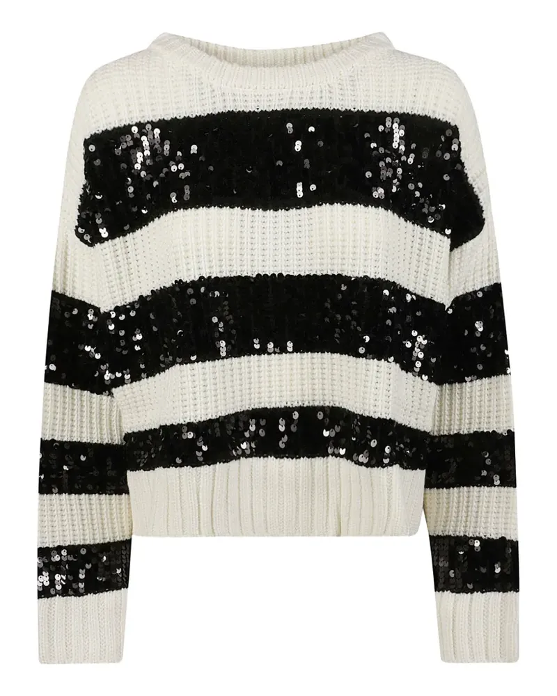 Patrizia Pepe sequin-embellished striped sweater - Weiß Weiß