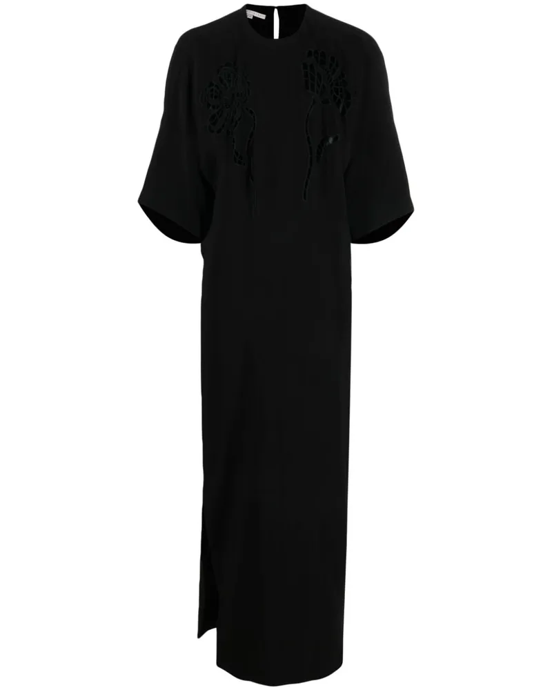 Stella McCartney Langes Kleid mit Lochstickerei - Schwarz Schwarz