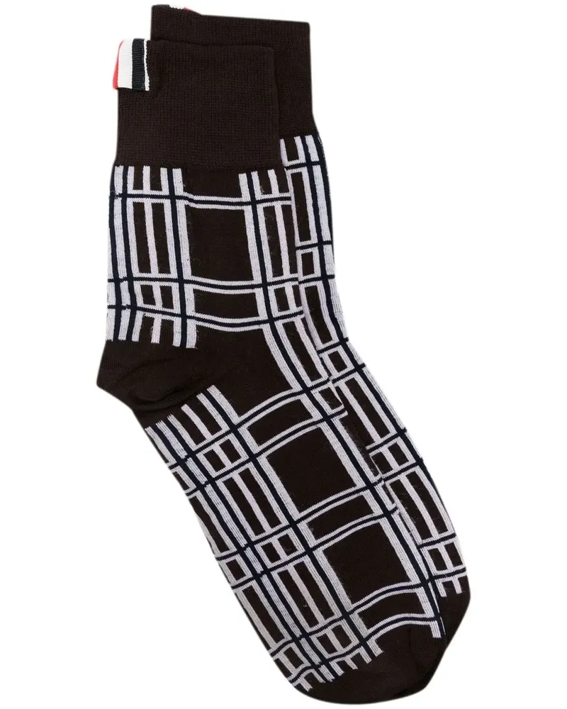 Thom Browne Karierte Jacquard-Socken - Braun Braun