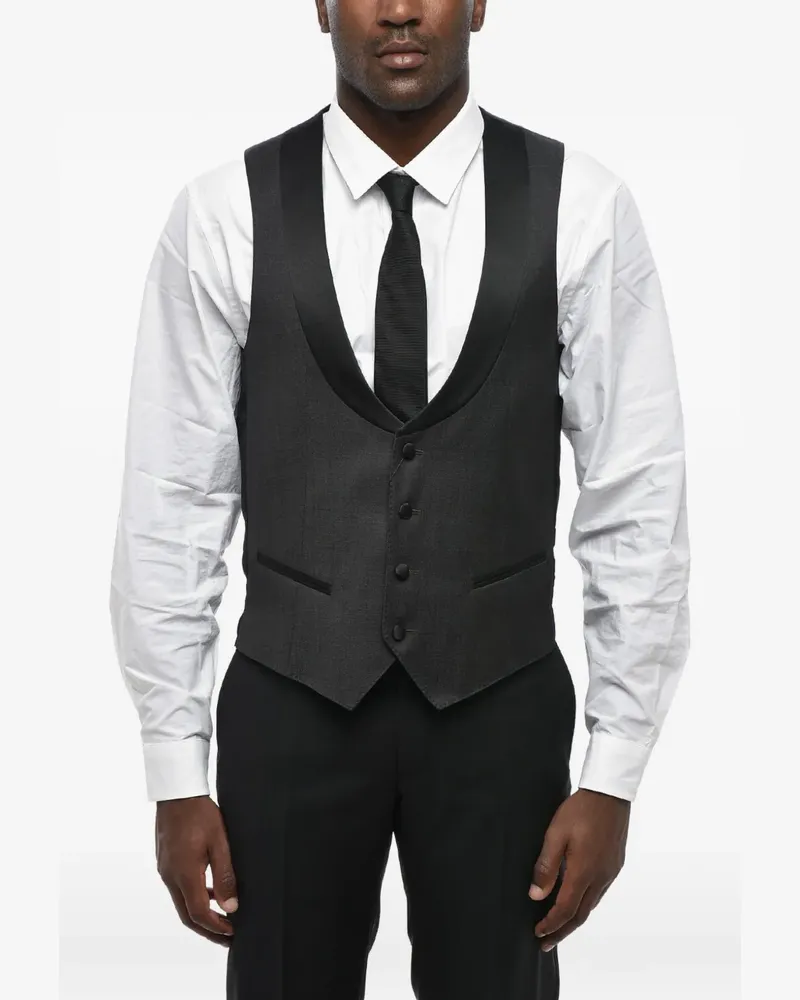 Corneliani satin-lapel virgin wool waistcoat - Grau Grau