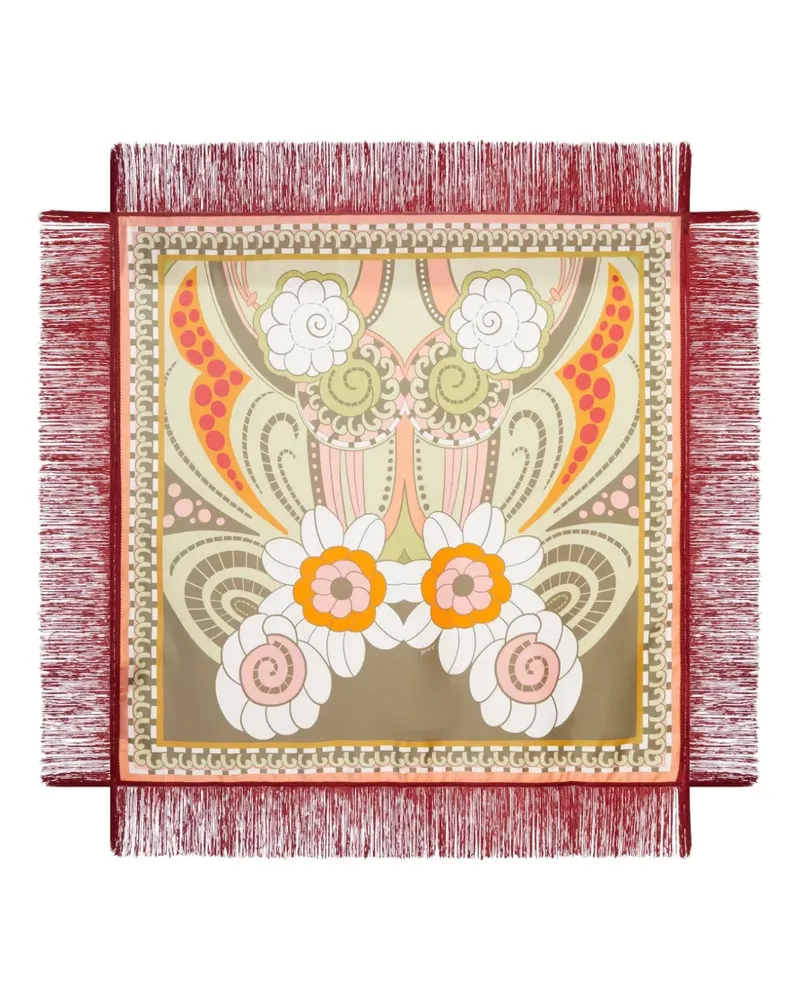 La DoubleJ Foulard ornamental-print fringed scarf - Grün Grün