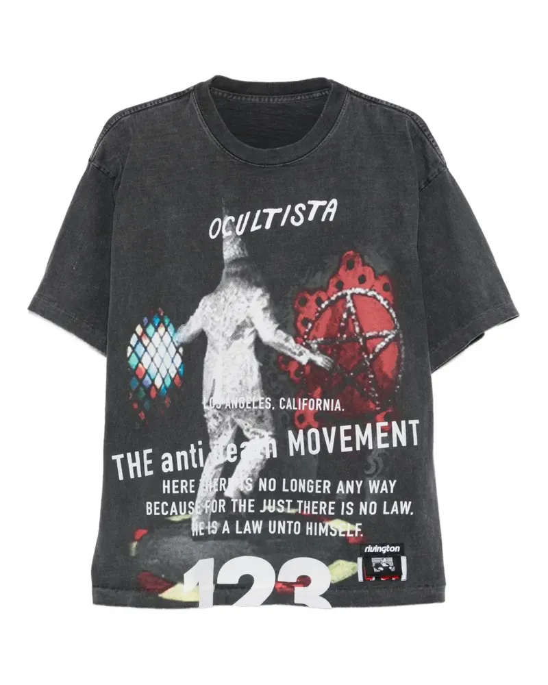 RRR123 T-Shirt mit grafischem Print - Grau Grau