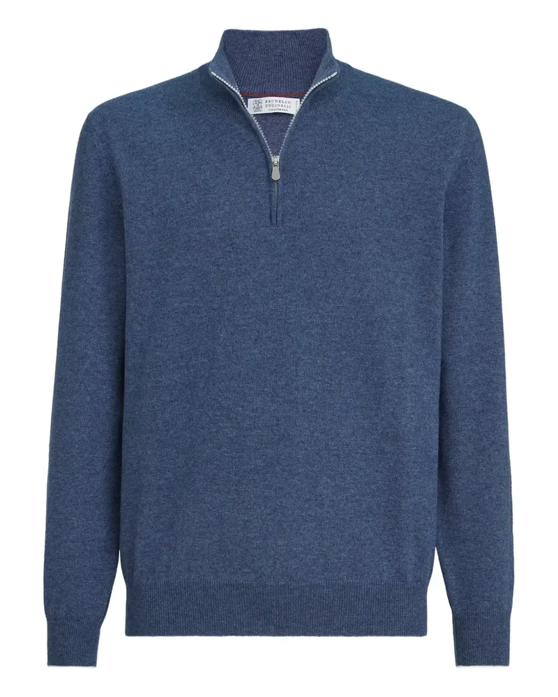 Brunello Cucinelli half-zip cashmere sweater - Blau Blau
