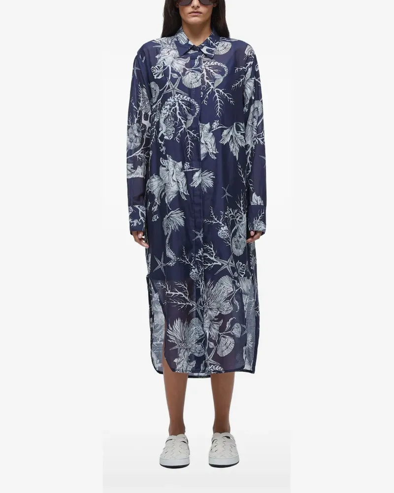 Osklen Hemdkleid mit Blumen-Print - Blau Blau
