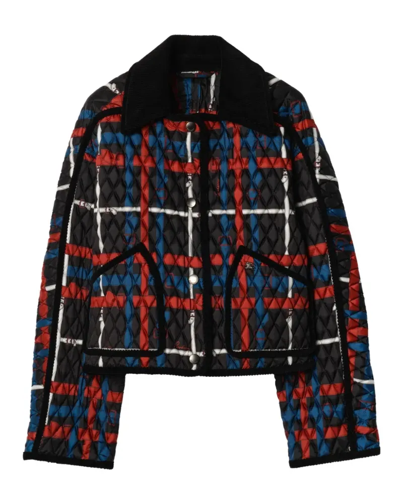 Burberry Gesteppte Cropped-Jacke mit Gürtel - Schwarz Schwarz